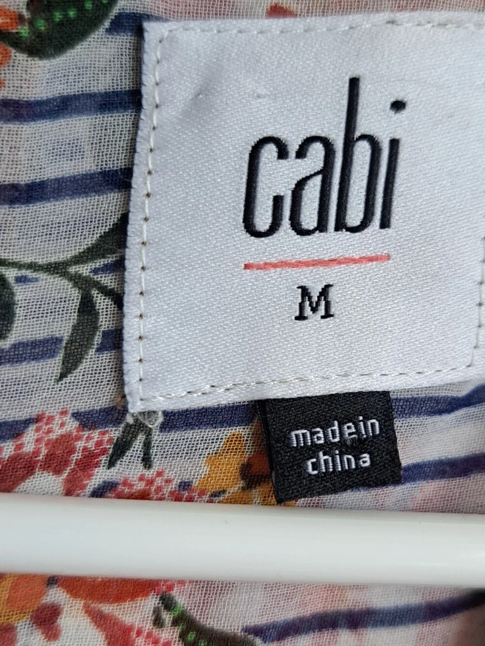 Cabi Penelope Flora Striped Tank Top Chiffon Floral Size Medium